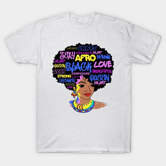 Dashiki Melanin Afro Woman T-Shirt by fiar32